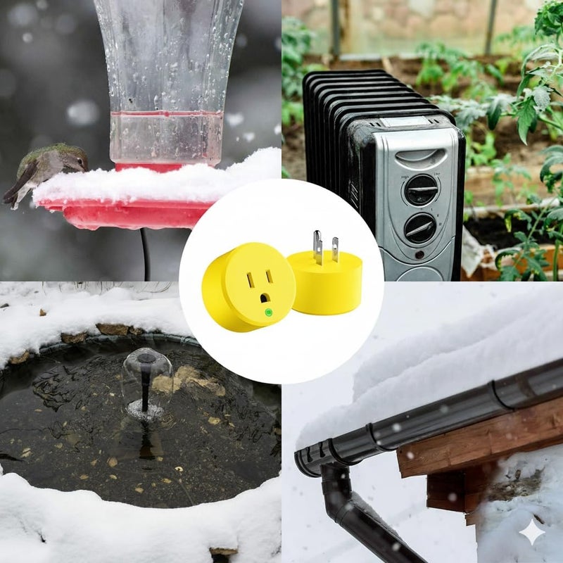 Makevivi Store Yellow Thermostatically Controlled Outlet - On at 32°F/Off at 50 °F, Thermostat Plug Outlet, Auto Close, for Chicken Water Coop Heater Heated Water Bowl Bird Bath Deicer Roof Cable (1 Pcs) - Image 5